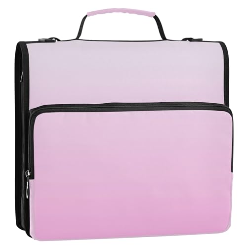 3 Ringordner mit D-Ring, 3,8 cm, Ombré-Perlrosa, Farbverlauf, Reißverschluss, Organizer mit Schultergurt für Schule, Reisen, Aufbewahrung, Portfolio-Etui mit Griff 3 Ringordner mit D-Ring, 3,8 cm, Ombré-Perlrosa, Farbverlauf, Reißverschluss, Organizer mit Schultergurt für Schule, Reisen, Aufbewahrung, Portfolio-Etui mit Griff von Joitme