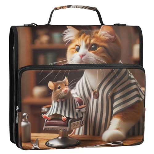 3-Ringordner mit Katzen-Maus, 3,8 cm, strapazierfähig, mit Reißverschluss, Schulordner, Tasche mit Schultergurt, personalisierbar, mehrere Taschen, große Portfolio-Mappe 3-Ringordner mit Katzen-Maus, 3,8 cm, strapazierfähig, mit Reißverschluss, Schulordner, Tasche mit Schultergurt, personalisierbar, mehrere Taschen, große Portfolio-Mappe von Joitme