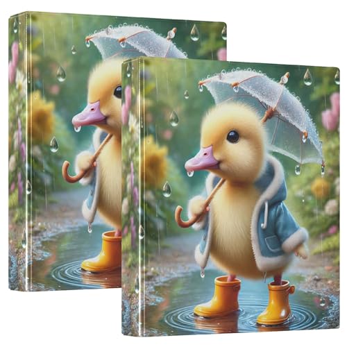 Adorable Duck Rainy Day 3-Ringbuch, 3,8 cm, für 200 Blatt, niedliche 3-Ring-Ordner, Blumenmuster, rund, 31,5 x 27 x 6 cm, 1 Stück Adorable Duck Rainy Day 3-Ringbuch, 3,8 cm, für 200 Blatt, niedliche 3-Ring-Ordner, Blumenmuster, rund, 31,5 x 27 x 6 cm, 1 Stück von Joitme