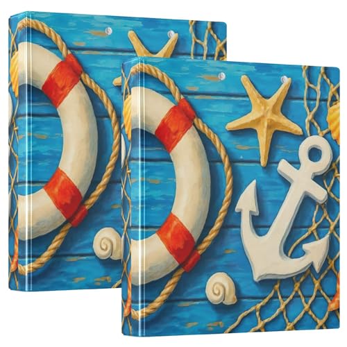 Anchor Starfish Blue Wood Board 3,8 cm 3-Ringbücher für 200 Blatt, flippiges Klemmbrett, runder Ring, Playbill Ordner, 31,5 x 27 x 6 cm, 1 Stück von Joitme