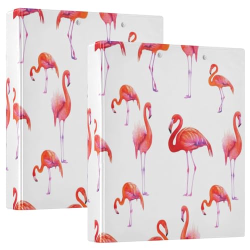 Aquarell-Flamingo-Posen, weiß, 3 Ringordner, 3,8 cm, für 200 Blatt, niedliche Ordner, Notizbuch, runder Ringbuch, 31,5 x 27 x 6 cm, 1 Packung Aquarell-Flamingo-Posen, weiß, 3 Ringordner, 3,8 cm, für 200 Blatt, niedliche Ordner, Notizbuch, runder Ringbuch, 31,5 x 27 x 6 cm, 1 Packung von Joitme