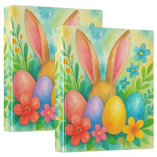 Aquarell-Hasenohren-Eier, 3 Ringe, 3,8 cm, Ordner für 200 Blatt, niedliches Klemmbrett, runder Ringplaner, 31,5 x 27 x 6 cm, 1 Packung von Joitme