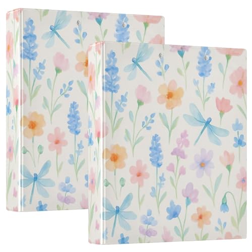 Aquarell-Wildblumen-Ordner, 3,8 cm, 3 Ringe, 200 Blatt, niedliche Blumen-Portfolio-Mappen, runder Ringmappen, 31,5 x 27 x 6 cm, 2 Stück Aquarell-Wildblumen-Ordner, 3,8 cm, 3 Ringe, 200 Blatt, niedliche Blumen-Portfolio-Mappen, runder Ringmappen, 31,5 x 27 x 6 cm, 2 Stück von Joitme