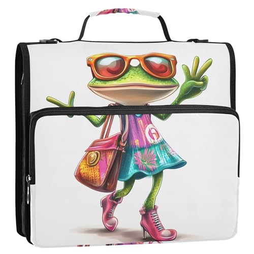 Basic Ordner-Organizer mit Reißverschluss, 3,8 cm, 3 Ringe, niedlicher Frosch, Tierdruck, Aufbewahrungsmappe mit Griff, Ordnertasche mit Gurt für die Schule Basic Ordner-Organizer mit Reißverschluss, 3,8 cm, 3 Ringe, niedlicher Frosch, Tierdruck, Aufbewahrungsmappe mit Griff, Ordnertasche mit Gurt für die Schule von Joitme
