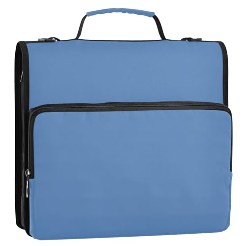 Basic Ordner-Organizer mit Reißverschluss, 3,8 cm, D-Ring, Schieferblau, Aufbewahrungsmappe mit Griff, Schulordner, Tasche mit Schultergurt von Joitme
