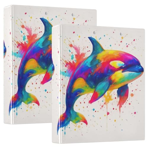 Batik-Delfin-Ordner, 3,8 cm, 3 Ringe, 200 Blatt, niedliche Portfolio-Mappen, runder Ring-Büroordner, 31,5 x 27 x 6 cm, 2 Stück Batik-Delfin-Ordner, 3,8 cm, 3 Ringe, 200 Blatt, niedliche Portfolio-Mappen, runder Ring-Büroordner, 31,5 x 27 x 6 cm, 2 Stück von Joitme