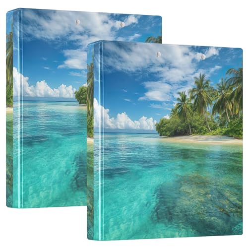 Beautiful Tropical Island 3-Ringbuch, türkis, 3,8 cm, für 200 Blatt, Malmappen, runder Ring, robuster Ordner, 31,5 x 27 x 6 cm, 2 Stück Beautiful Tropical Island 3-Ringbuch, türkis, 3,8 cm, für 200 Blatt, Malmappen, runder Ring, robuster Ordner, 31,5 x 27 x 6 cm, 2 Stück von Joitme