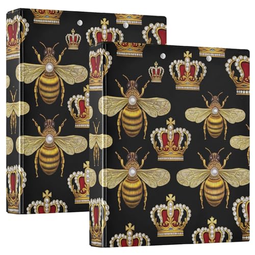 Bees Royal Crowns 3-Ringordner für 200 Blatt, niedliches Notizbuch, runder Ring, strapazierfähig, 31,5 x 27 x 6 cm, Schwarz, 1 Packung Bees Royal Crowns 3-Ringordner für 200 Blatt, niedliches Notizbuch, runder Ring, strapazierfähig, 31,5 x 27 x 6 cm, Schwarz, 1 Packung von Joitme