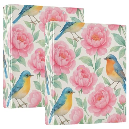 Benutzerdefinierte Aquarell-Ordner mit Vögeln, rosa Blumen, 3,8 cm, für 200 Blatt, 3 Ringordner, Druck, runder Ring, robuster Ordner, 31,5 x 27 x 6 cm, 1 Stück Benutzerdefinierte Aquarell-Ordner mit Vögeln, rosa Blumen, 3,8 cm, für 200 Blatt, 3 Ringordner, Druck, runder Ring, robuster Ordner, 31,5 x 27 x 6 cm, 1 Stück von Joitme