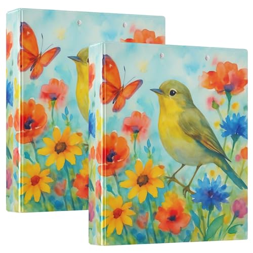 Benutzerdefinierte Aquarell-Wildblumen, Schmetterling, Vogel, 3,8 cm, 3 Ringordner, für 200 Blatt, Klemmbrett, Druck, runder Ringplaner, 31,5 x 27 x 6 cm, 1 Stück Benutzerdefinierte Aquarell-Wildblumen, Schmetterling, Vogel, 3,8 cm, 3 Ringordner, für 200 Blatt, Klemmbrett, Druck, runder Ringplaner, 31,5 x 27 x 6 cm, 1 Stück von Joitme