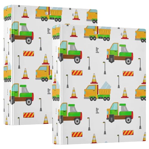 Benutzerdefinierte Cartoon-Baufahrzeuge, weiß, 3 Ringe, 3,8 cm, Ordner für 200 Blatt, Klemmbrett, Ordner, Druck, runder Ringbuch, 31,5 x 27 x 6 cm, 1 Packung Benutzerdefinierte Cartoon-Baufahrzeuge, weiß, 3 Ringe, 3,8 cm, Ordner für 200 Blatt, Klemmbrett, Ordner, Druck, runder Ringbuch, 31,5 x 27 x 6 cm, 1 Packung von Joitme