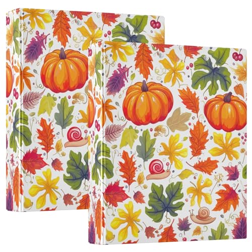 Benutzerdefinierte Herbst-Kürbisblätter, 3,8 cm, für 200 Blatt, Notizbuch, Ordner, niedlicher runder Ringbuch, 31,5 x 27 x 6 cm, 2 Stück von Joitme