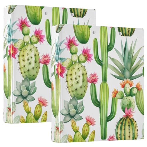 Benutzerdefinierte Kakteen Sukkulenten Pastellgrün 3,8 cm Ordner 3 Ringe halten 200 Blatt 3 Ringordner niedlicher runder Ring-Büroordner 31,5 x 27 x 6 cm, 2 Stück von Joitme