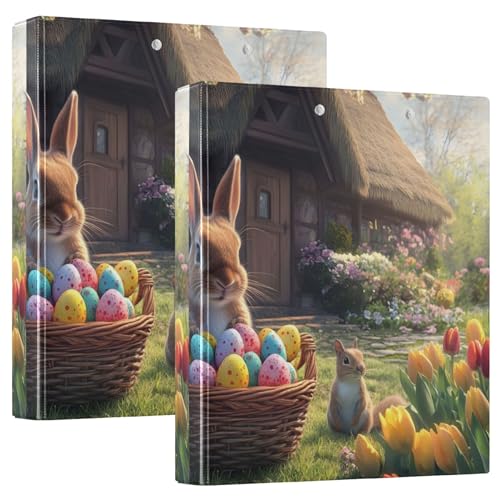 Benutzerdefinierte Osterhasen, Tulpen, Cottage Garden, 3,8 cm, Ordner für 200 Blatt, Portfolio-Ring, niedlicher runder Ringbuch, 31,5 x 27 x 6 cm, 2 Stück Benutzerdefinierte Osterhasen, Tulpen, Cottage Garden, 3,8 cm, Ordner für 200 Blatt, Portfolio-Ring, niedlicher runder Ringbuch, 31,5 x 27 x 6 cm, 2 Stück von Joitme