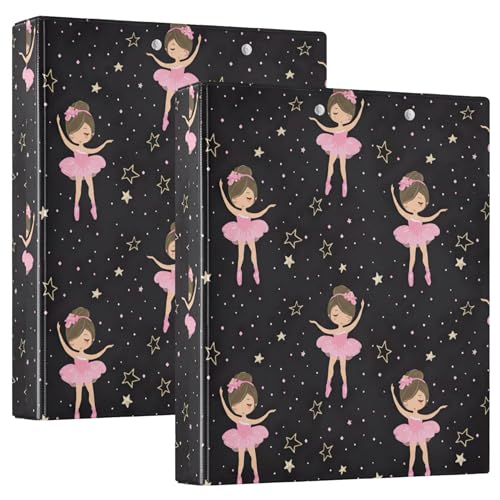 Benutzerdefinierte niedliche Ballerina-Sterne, schwarz, 3,8 cm, für 200 Blatt, Klemmbrett-Binder, niedlicher runder Ring, robuster Ordner, 31,5 x 27 x 6 cm, 2 Stück Benutzerdefinierte niedliche Ballerina-Sterne, schwarz, 3,8 cm, für 200 Blatt, Klemmbrett-Binder, niedlicher runder Ring, robuster Ordner, 31,5 x 27 x 6 cm, 2 Stück von Joitme