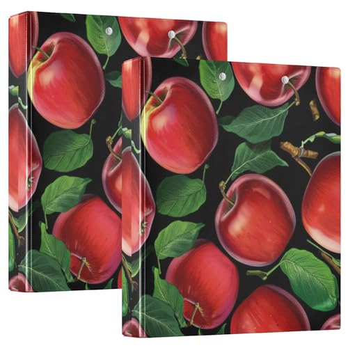 Benutzerdefinierte rote Obstgrüne Blätter, 3 Ringbücher, 3,8 cm, für 200 Blatt, Klemmbrettbuch, niedlicher runder Ring, Spielrechnungsbuch, 31,5 x 27 x 6 cm, 2 Stück von Joitme