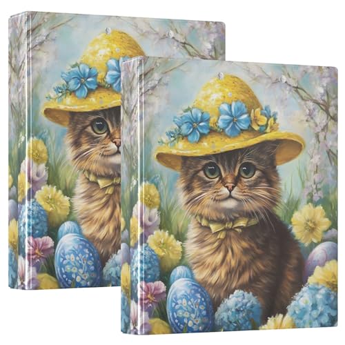 Benutzerdefinierte süße Osterkatze, gelber Hut, 3 Ringordner, 3,8 cm, für 200 Blatt, Klemmbrett, Ordner, Druck, runder Ring, robuster Ordner, 31,5 x 27 x 6 cm, 1 Stück Benutzerdefinierte süße Osterkatze, gelber Hut, 3 Ringordner, 3,8 cm, für 200 Blatt, Klemmbrett, Ordner, Druck, runder Ring, robuster Ordner, 31,5 x 27 x 6 cm, 1 Stück von Joitme