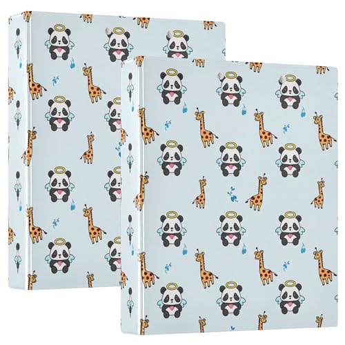 Benutzerdefinierte süße Pandas Angels Giraffen, 3,8 cm, 3 Ringe für 200 Blatt, Portfolio-Ring, niedlicher runder Ringbuch, 31,5 x 27 x 6 cm, 2 Stück von Joitme