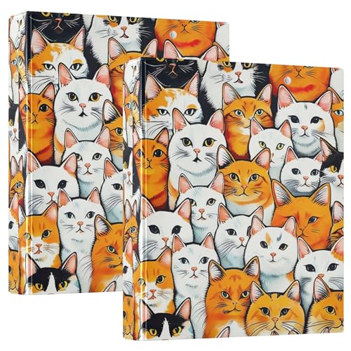 Benutzerdefinierte süße orangefarbene Katzen, 3,8 cm, 3 Ringordner, für 200 Blatt, Portfolio-Mappen, niedlicher runder Ringbuch, 31,5 x 27 x 6 cm, 2 Stück Benutzerdefinierte süße orangefarbene Katzen, 3,8 cm, 3 Ringordner, für 200 Blatt, Portfolio-Mappen, niedlicher runder Ringbuch, 31,5 x 27 x 6 cm, 2 Stück von Joitme
