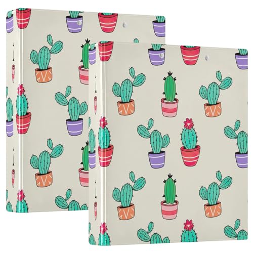 Benutzerdefinierte tropische Kakteen, bunte Pflanzen, 3,8 cm, 3 Ringordner, für 200 Blatt, Klemmbrett-Binder, niedlicher runder Ringplaner, 31,5 x 27 x 6 cm, 2 Stück Benutzerdefinierte tropische Kakteen, bunte Pflanzen, 3,8 cm, 3 Ringordner, für 200 Blatt, Klemmbrett-Binder, niedlicher runder Ringplaner, 31,5 x 27 x 6 cm, 2 Stück von Joitme