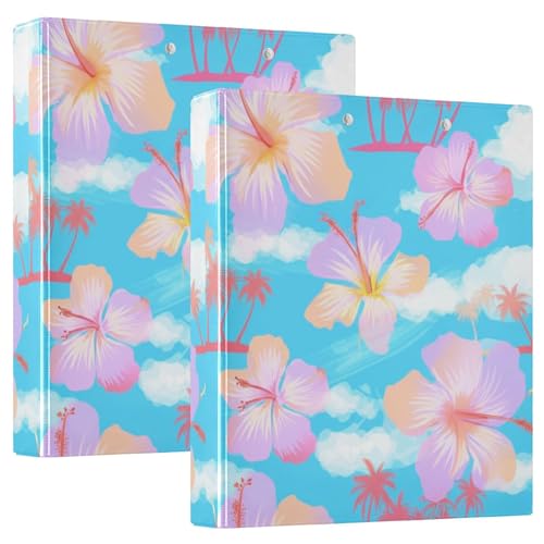 Benutzerdefinierte tropische Pastell-Hibiskusblumen, drei Ringbücher, 3,8 cm, für 200 Blatt, Notizbuch, Druck, runder Ringplaner, 31,5 x 27 x 6 cm, 1 Packung Benutzerdefinierte tropische Pastell-Hibiskusblumen, drei Ringbücher, 3,8 cm, für 200 Blatt, Notizbuch, Druck, runder Ringplaner, 31,5 x 27 x 6 cm, 1 Packung von Joitme