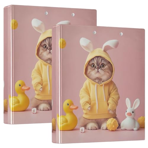 Benutzerdefinierte verspielte Hasen-Katzen-Tiere, 3,8 cm, 3 Ringordner, für 200 Blatt, 3 Ringordner, niedlicher runder Ringplaner, 31,5 x 27 x 6 cm, 2 Stück Benutzerdefinierte verspielte Hasen-Katzen-Tiere, 3,8 cm, 3 Ringordner, für 200 Blatt, 3 Ringordner, niedlicher runder Ringplaner, 31,5 x 27 x 6 cm, 2 Stück von Joitme