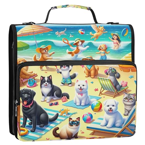 Benutzerdefinierter Ordner-Organizer mit Reißverschluss, 3,8 cm, D-Ring, Hunde, Katzen, Strand, Urlaub, Portfolio & Etui, Ringordner, Halter, Schulmappe mit Schultergurt Benutzerdefinierter Ordner-Organizer mit Reißverschluss, 3,8 cm, D-Ring, Hunde, Katzen, Strand, Urlaub, Portfolio & Etui, Ringordner, Halter, Schulmappe mit Schultergurt von Joitme