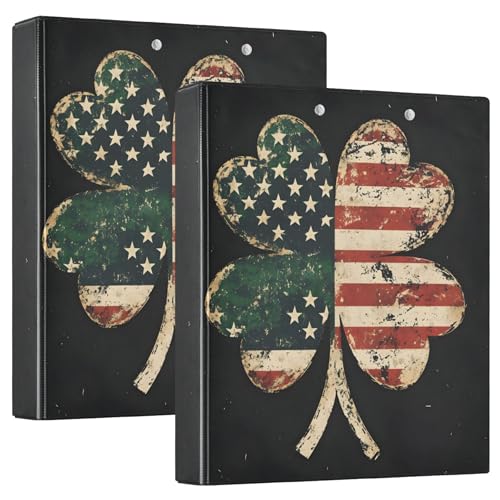 Benutzerdefinierter St. Patrick's Day Glücksklee-Ordner mit 3 Ringen, 3,8 cm, für 200 Blatt, Klemmbrett, Druck, runder Ringplaner, 31,5 x 27 x 6 cm, 1 Stück von Joitme