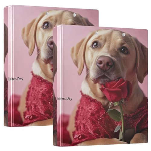 Bezaubernder Labrador-Rosen-Druck, 3,8 cm, 3-Ringordner für 200 Blatt, flippiges Klemmbrett, runder Ringbuch, 31,5 x 27 x 6 cm, 2 Stück Bezaubernder Labrador-Rosen-Druck, 3,8 cm, 3-Ringordner für 200 Blatt, flippiges Klemmbrett, runder Ringbuch, 31,5 x 27 x 6 cm, 2 Stück von Joitme