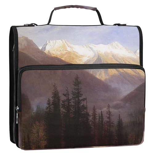 Bierstadt Albert Sunrise Gletscher-Szene, 3,8 cm Ordner, 3 Ringe, strapazierfähig, personalisierbar, Schulordner mit Schultergurt, Aufbewahrungsmappe mit Griff von Joitme