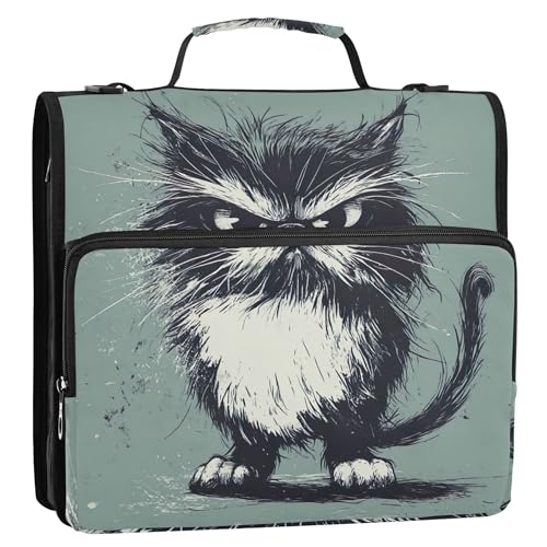 Big 3 Ringbinder, 3,8 cm D-Ring, lustige Katze, niedlich, mit Reißverschluss, Portfolio und Etui, Ringordner, Halter, Schulordnertasche mit Schultergurt Big 3 Ringbinder, 3,8 cm D-Ring, lustige Katze, niedlich, mit Reißverschluss, Portfolio und Etui, Ringordner, Halter, Schulordnertasche mit Schultergurt von Joitme