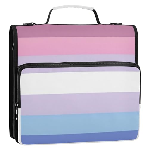 Bigender Pride Flags LGBT-Flaggen-3-Ringordner, 3,8 cm, D-Ringbuch, Reißverschluss, Organizer mit Riemen, mittlere Schultasche, niedliche Aufbewahrungstasche, Portfolio-Etui mit Griff Bigender Pride Flags LGBT-Flaggen-3-Ringordner, 3,8 cm, D-Ringbuch, Reißverschluss, Organizer mit Riemen, mittlere Schultasche, niedliche Aufbewahrungstasche, Portfolio-Etui mit Griff von Joitme