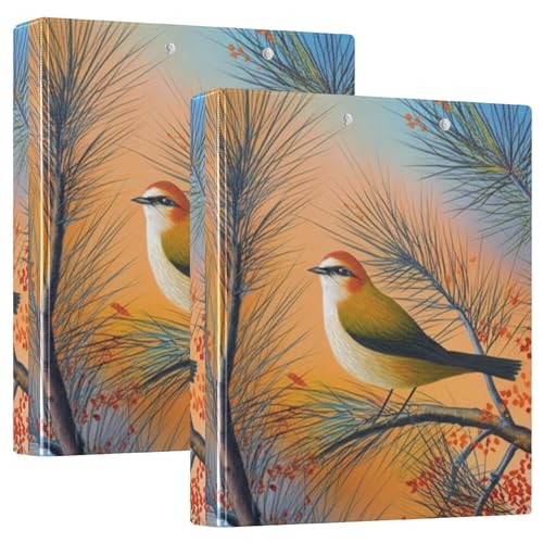 Bird Pine Branch Orange Drei Ringbücher 3,8 cm für 200 Blatt niedliche Ordner, Notizbuch, runder Ringbuch, Büroordner, 31,5 x 27 x 6 cm, 2 Stück Bird Pine Branch Orange Drei Ringbücher 3,8 cm für 200 Blatt niedliche Ordner, Notizbuch, runder Ringbuch, Büroordner, 31,5 x 27 x 6 cm, 2 Stück von Joitme
