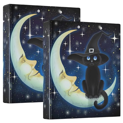 Black Witch Cat Moon 3,8 cm 3-Ringbücher für 200 Blatt, vielseitige Notizbuchordner, runder Ringordner, Präsentationsordner, 31,5 x 27 x 6 cm, 1 Packung Black Witch Cat Moon 3,8 cm 3-Ringbücher für 200 Blatt, vielseitige Notizbuchordner, runder Ringordner, Präsentationsordner, 31,5 x 27 x 6 cm, 1 Packung von Joitme