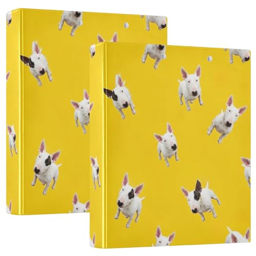 Bull Terrier Dogs Gelber 3-Ringbuch, 3,8 cm, für 200 Blatt, niedliche Ordner, Portfolio, Blumenmuster, rund, Spielrechnbuch, 31,5 x 27 x 6 cm, 1 Stück Bull Terrier Dogs Gelber 3-Ringbuch, 3,8 cm, für 200 Blatt, niedliche Ordner, Portfolio, Blumenmuster, rund, Spielrechnbuch, 31,5 x 27 x 6 cm, 1 Stück von Joitme