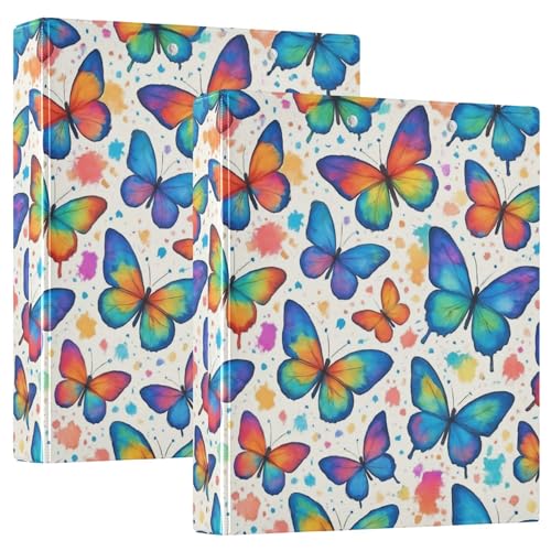 Bunte Aquarell-Schmetterlinge, 3,8 cm, 3 Ringordner, für 200 Blatt, moderne Ordner, Portfolio, runder Ring-Büroordner, 31,5 x 27 x 6 cm, 2 Stück Bunte Aquarell-Schmetterlinge, 3,8 cm, 3 Ringordner, für 200 Blatt, moderne Ordner, Portfolio, runder Ring-Büroordner, 31,5 x 27 x 6 cm, 2 Stück von Joitme