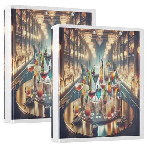 Bunte Cocktailgläser, 3,8 cm, 3 Ringe, für 200 Blatt, Klemmbrett, niedlich, rund, Büroordner, 31,5 x 27 x 6 cm, 2 Stück Bunte Cocktailgläser, 3,8 cm, 3 Ringe, für 200 Blatt, Klemmbrett, niedlich, rund, Büroordner, 31,5 x 27 x 6 cm, 2 Stück von Joitme