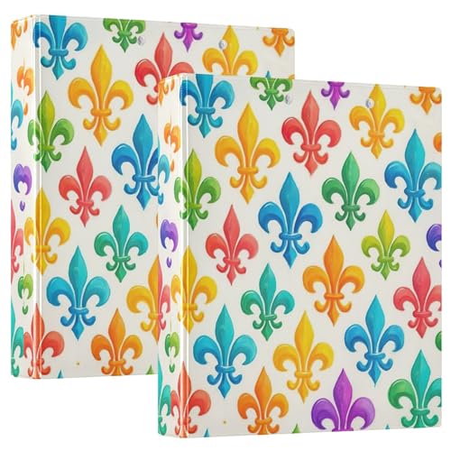 Bunte Fleur de Lis weiße 3-Ringordner, 3,8 cm, für 200 Blatt, niedliche Portfolio-Mappen, runder Ring, Playbill Ordner, 31,5 x 27 x 6 cm, 1 Packung Bunte Fleur de Lis weiße 3-Ringordner, 3,8 cm, für 200 Blatt, niedliche Portfolio-Mappen, runder Ring, Playbill Ordner, 31,5 x 27 x 6 cm, 1 Packung von Joitme
