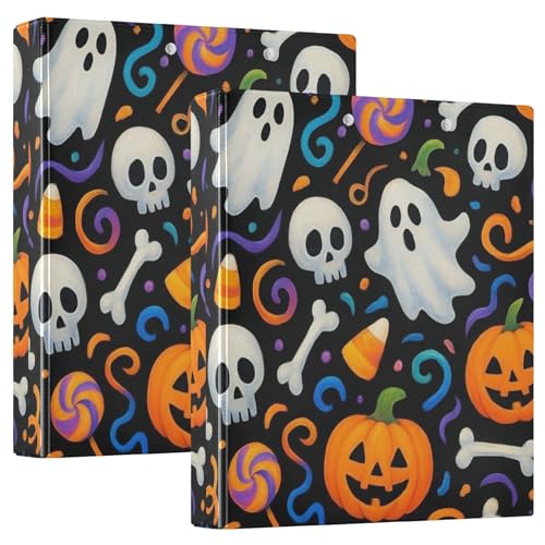 Bunte Halloween-Doodle Geister-Ordner mit 3 Ringen, 3,8 cm, für 200 Blatt, niedliches Klemmbrett, Blumenmuster, runder Ringbuch, Büroordner, 31,5 x 27 x 6 cm, 1 Stück Bunte Halloween-Doodle Geister-Ordner mit 3 Ringen, 3,8 cm, für 200 Blatt, niedliches Klemmbrett, Blumenmuster, runder Ringbuch, Büroordner, 31,5 x 27 x 6 cm, 1 Stück von Joitme