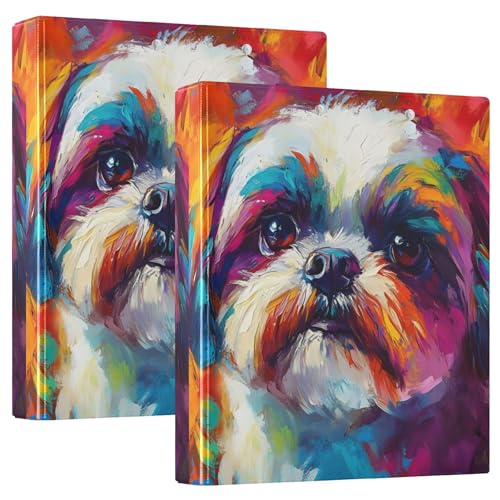 Bunte Mops-Hunde-Malerei, 3,8 cm, 3 Ringordner, für 200 Blatt, niedliches Klemmbrett, runder Ring, Rezeptbuch, 31,5 x 27 x 6 cm, 2 Stück Bunte Mops-Hunde-Malerei, 3,8 cm, 3 Ringordner, für 200 Blatt, niedliches Klemmbrett, runder Ring, Rezeptbuch, 31,5 x 27 x 6 cm, 2 Stück von Joitme