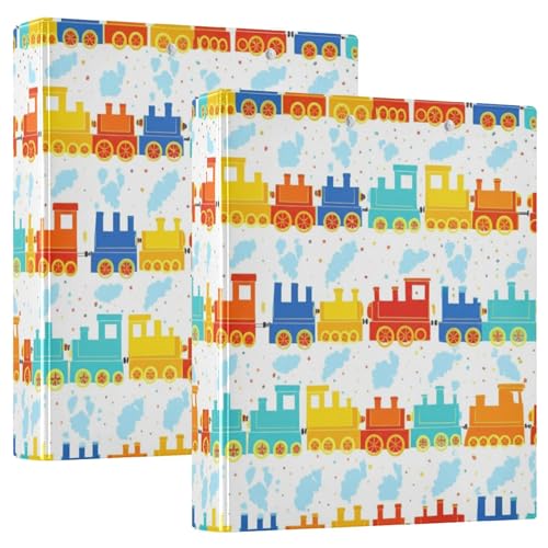 Bunte Spielzeug-Züge, weiß, 3 Ringe, 3,8 cm, für 200 Blatt, trendiges Klemmbrett, Ringbuch, 31,5 x 27 x 6 cm, 2 Stück Bunte Spielzeug-Züge, weiß, 3 Ringe, 3,8 cm, für 200 Blatt, trendiges Klemmbrett, Ringbuch, 31,5 x 27 x 6 cm, 2 Stück von Joitme