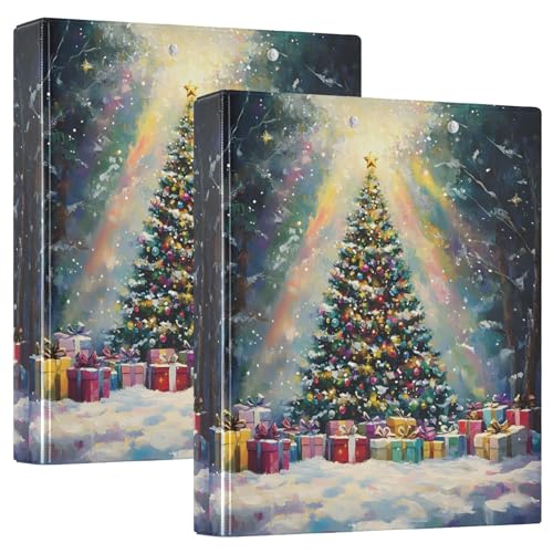 Bunte Weihnachtsbaum-Geschenke, 3 Ringbücher, 3,8 cm, für 200 Blatt, Notizbuch, niedlicher runder Ring-Büroordner, 31,5 x 27 x 6 cm, 2 Stück Bunte Weihnachtsbaum-Geschenke, 3 Ringbücher, 3,8 cm, für 200 Blatt, Notizbuch, niedlicher runder Ring-Büroordner, 31,5 x 27 x 6 cm, 2 Stück von Joitme