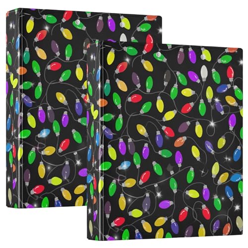 Bunte Weihnachtsbeleuchtung, schwarz, 3,8 cm, 3 Ringordner, für 200 Blatt, dekorative Ordner, Portfolio, runde Ringe, Spielrechnung, 31,5 x 27 x 6 cm, 1 Packung Bunte Weihnachtsbeleuchtung, schwarz, 3,8 cm, 3 Ringordner, für 200 Blatt, dekorative Ordner, Portfolio, runde Ringe, Spielrechnung, 31,5 x 27 x 6 cm, 1 Packung von Joitme