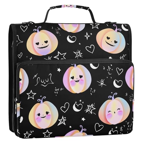 Bunter süße Kürbisse, schwarz, 3,8 cm, 3-Ringordner, robuster Reißverschluss, Organizer, Mittelschule, Tasche mit Riemen, Geschäftsmappe und Etui, Ringordnerhalter Bunter süße Kürbisse, schwarz, 3,8 cm, 3-Ringordner, robuster Reißverschluss, Organizer, Mittelschule, Tasche mit Riemen, Geschäftsmappe und Etui, Ringordnerhalter von Joitme