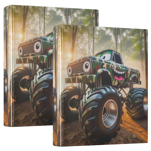 Cartoon Camo Monster Trucks 3-Ringordner, 3,8 cm, für 200 Blatt, niedliche Ordner, Notizbuch, Blumenmuster, runder Ringbuch, 31,5 x 27 x 6 cm, 1 Stück Cartoon Camo Monster Trucks 3-Ringordner, 3,8 cm, für 200 Blatt, niedliche Ordner, Notizbuch, Blumenmuster, runder Ringbuch, 31,5 x 27 x 6 cm, 1 Stück von Joitme