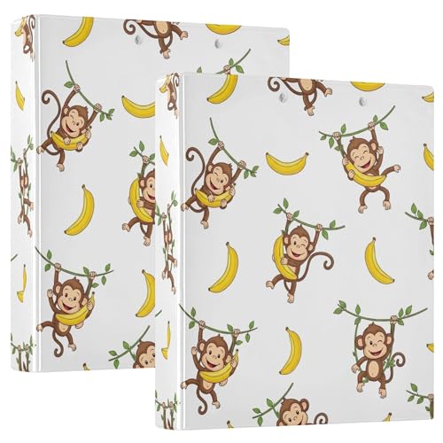 Cartoon Monkeys Hängende Bananen, 3,8 cm, 3 Ringordner, für 200 Blatt, niedliches Klemmbrett, Blumenmuster, runder Ringbuch, 31,5 x 27 x 6 cm, 1 Stück Cartoon Monkeys Hängende Bananen, 3,8 cm, 3 Ringordner, für 200 Blatt, niedliches Klemmbrett, Blumenmuster, runder Ringbuch, 31,5 x 27 x 6 cm, 1 Stück von Joitme