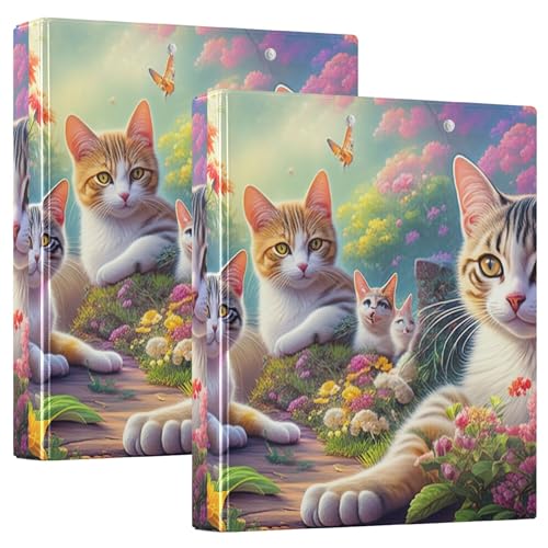 Cats Garden Flowers Drei-Ringordner, 3,8 cm, für 200 Blatt, tragbare 3-Ring-Ordner, runder Ringordner, 31,5 x 27 x 6 cm, 1 Packung Cats Garden Flowers Drei-Ringordner, 3,8 cm, für 200 Blatt, tragbare 3-Ring-Ordner, runder Ringordner, 31,5 x 27 x 6 cm, 1 Packung von Joitme