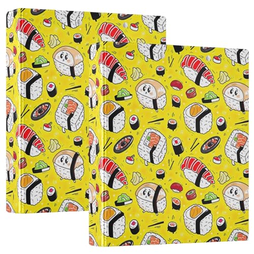 Charmante Cartoon Sushi gelb 3 Ring-Ordner 1,5 Zoll Platz für 200 Blatt niedliche Portfolio-Mappen, Rundring, robuster Ordner, 31,5 x 27 x 6 cm, 2 Stück Charmante Cartoon Sushi gelb 3 Ring-Ordner 1,5 Zoll Platz für 200 Blatt niedliche Portfolio-Mappen, Rundring, robuster Ordner, 31,5 x 27 x 6 cm, 2 Stück von Joitme