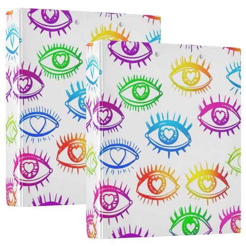 Colorful Eyes Rainbow White 3,8 cm Ordner, 3 Ringe für 200 Blatt, niedliche Tier-Portfolio-Mappen, runder Ring, Spielrechnungsordner, 31,5 x 27 x 6 cm, 1 Stück Colorful Eyes Rainbow White 3,8 cm Ordner, 3 Ringe für 200 Blatt, niedliche Tier-Portfolio-Mappen, runder Ring, Spielrechnungsordner, 31,5 x 27 x 6 cm, 1 Stück von Joitme