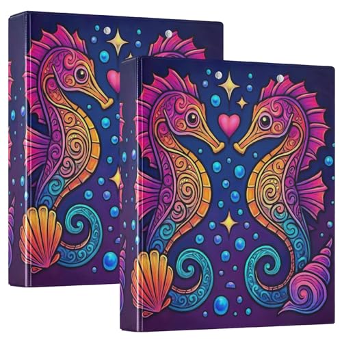 Colorful Seepferdchen, 3,8 cm, 3-Ringbuch, für 200 Blatt, tragbares Klemmbrett, runder Ringbuch, 31,5 x 27 x 6 cm, 2 Stück Colorful Seepferdchen, 3,8 cm, 3-Ringbuch, für 200 Blatt, tragbares Klemmbrett, runder Ringbuch, 31,5 x 27 x 6 cm, 2 Stück von Joitme